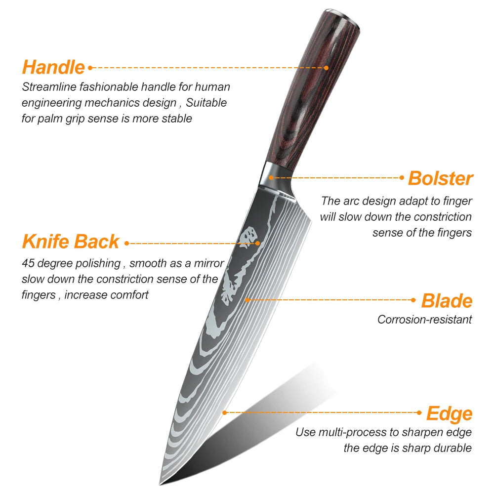 1-10PCS Chef knife Japanese Kitchen Knife Set