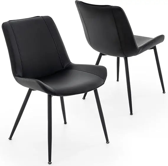 Dining Chairs Set of 2, PU Leather Modern Armless Kitchen Dining Room Chairs, Upholstered Accent Side Chairs with Metal Legs
