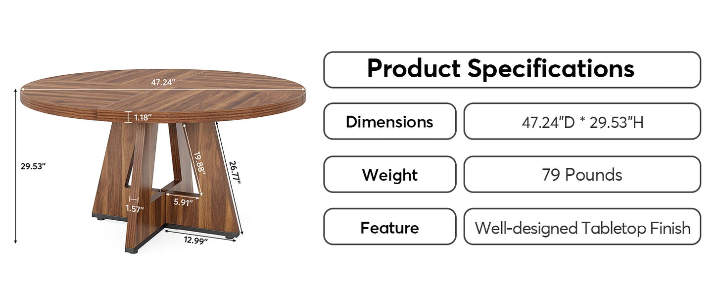 Tribesigns Round Dining Table for 4,