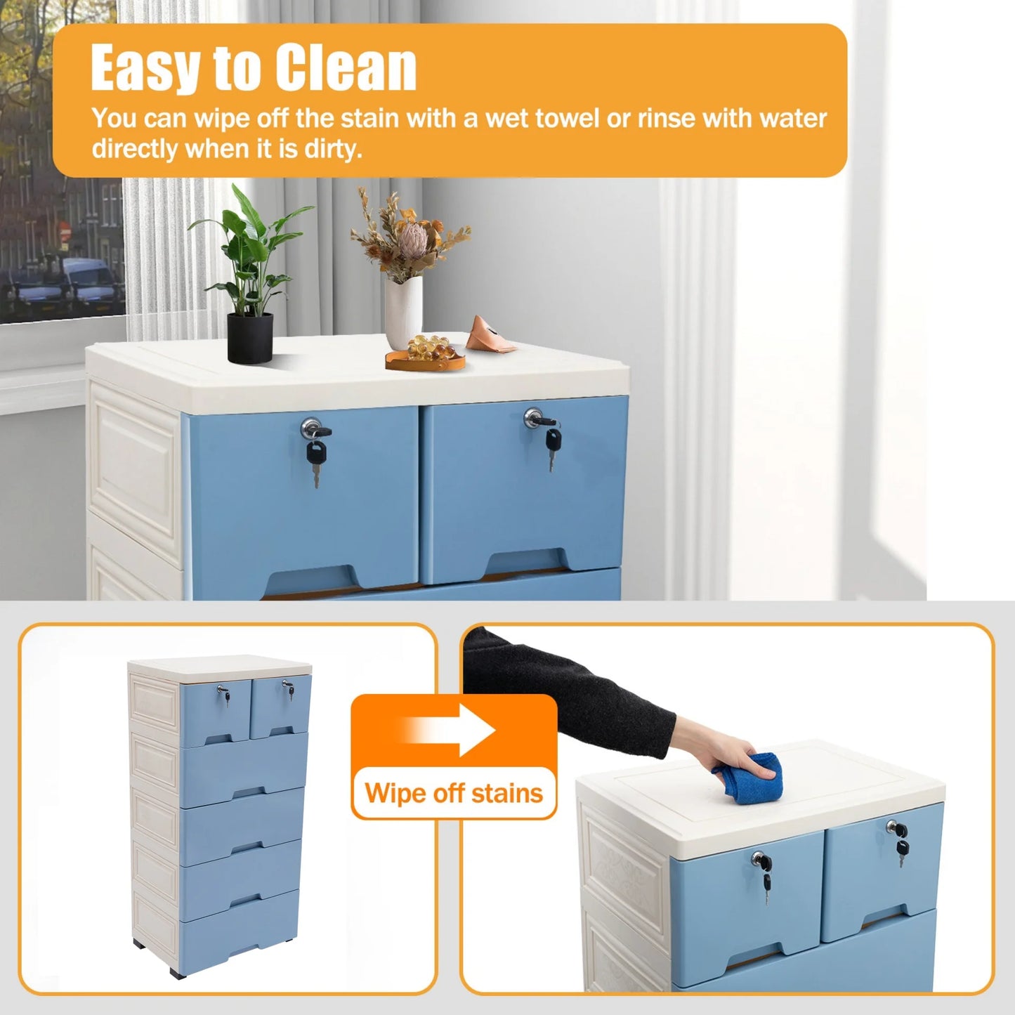 Plastic Clothing Storage with 6 Drawers