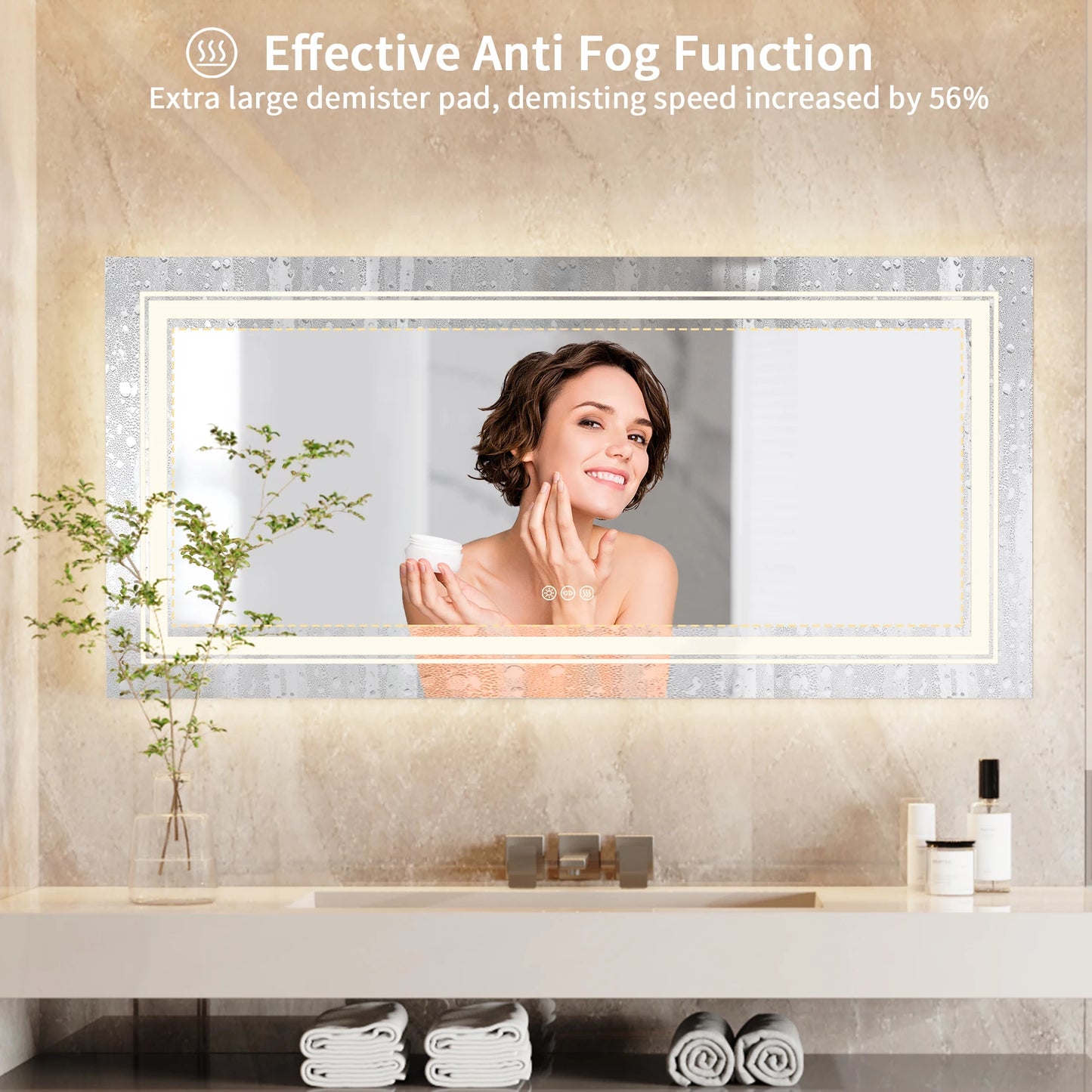 Anti-fog, Jumbo-Large Illuminated LED Bathroom/Vanity Mirror