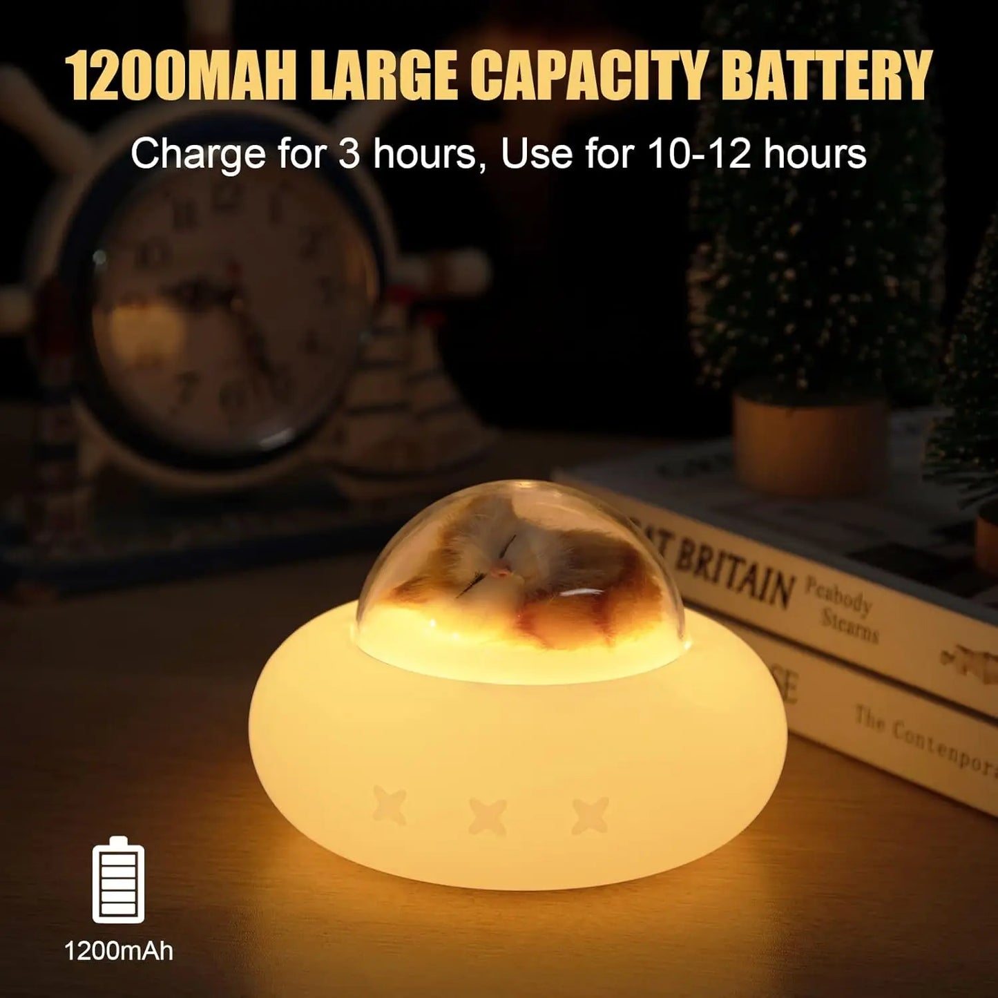 Spaceship Night Light LED, USB Rechargeable, 7-Color Changing