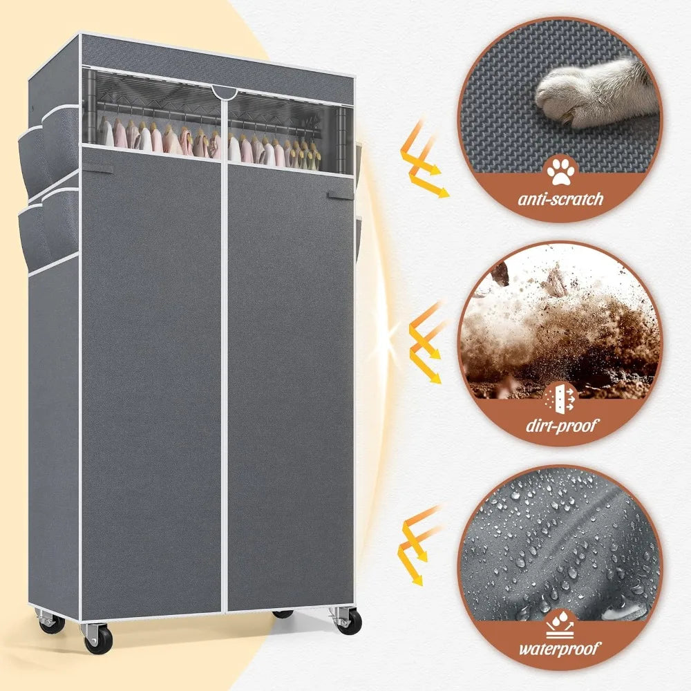 Clothes Rack with Cover and Wheels