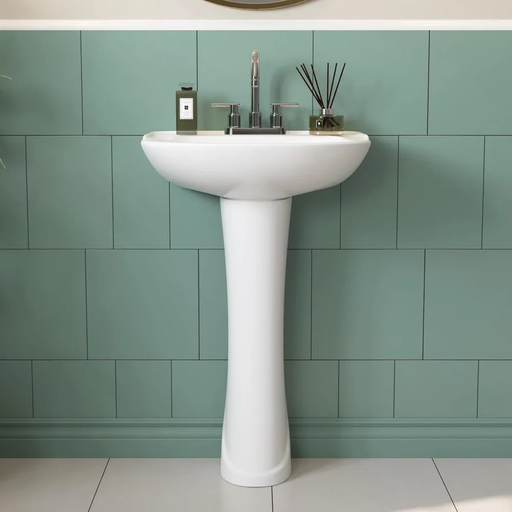 DeerValley Ally DV-1P52503 20" X 17" Modern U-Shape White Ceramic Pedestal Bathroom Sink