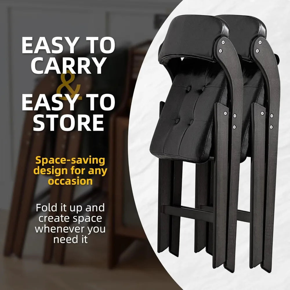 Padded Folding Chairs with Cushion 2 Pack, Portable Foldable