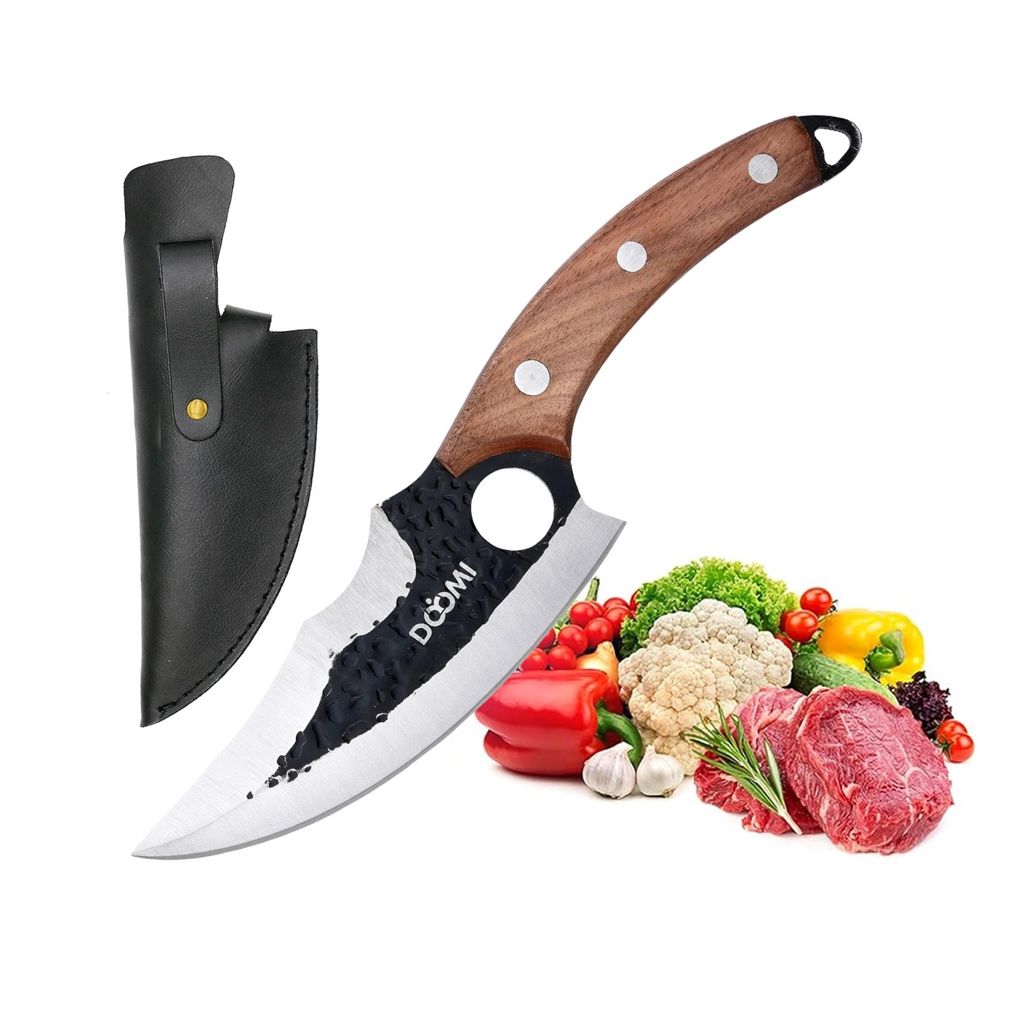 Kitchen Upgraded Viking Knives with Sheath Hand Forged Butcher for Meat Cutting