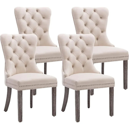 Set of 4, KCC Velvet Dining Chairs, Upholstered High-end Tufted Dining Room Chair
