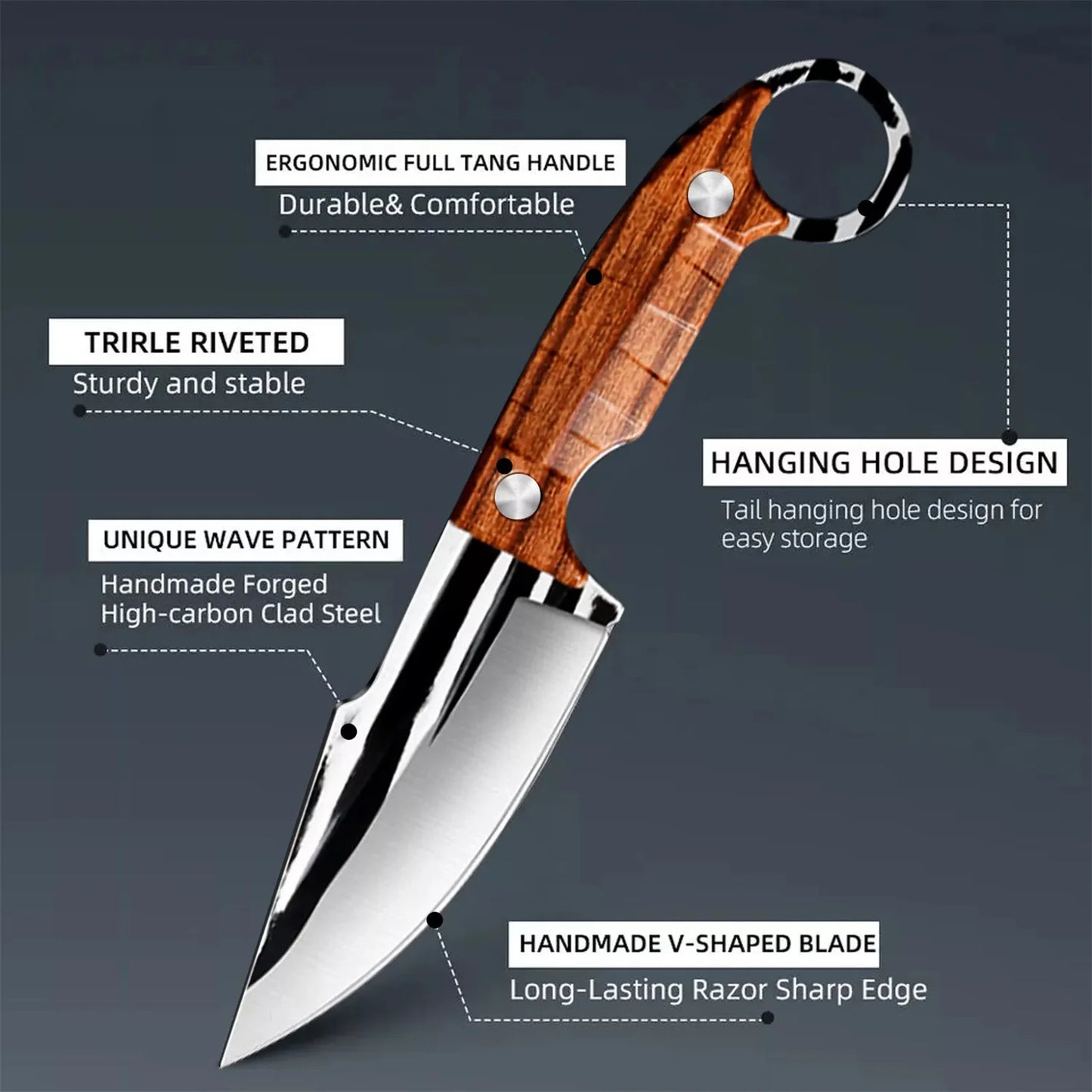 3PCS Hand Forged Inch Kitchen Knife, Stainless Steel