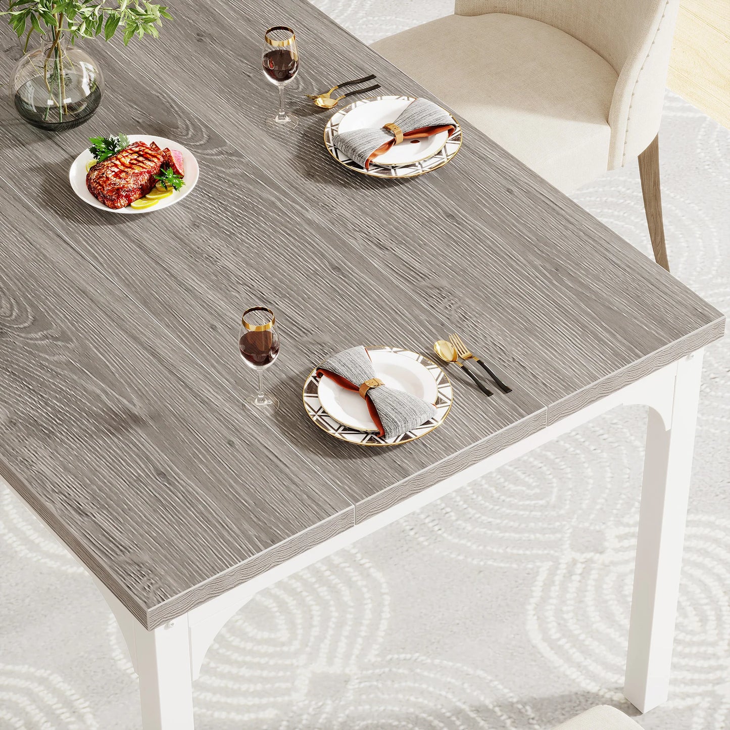 Farmhouse Dining Table for 6-8, 70.9 Inch Rectangular