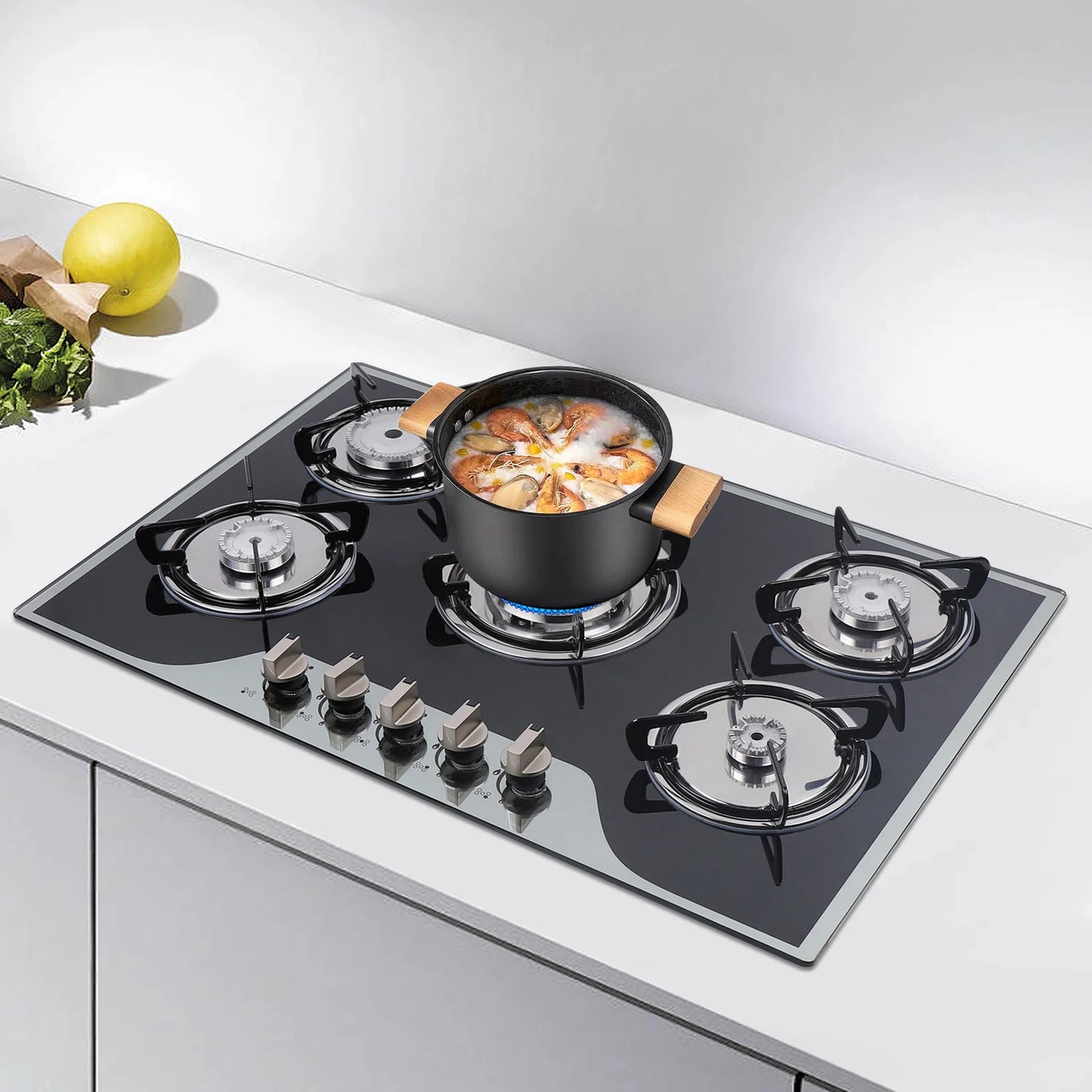 30" Kitchen Gas Cooktop Stainless Steel 5-Burners