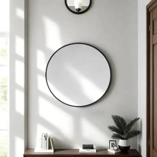 20" Black, Wall Mirror Round Vanity, Bathroom, Bedroom