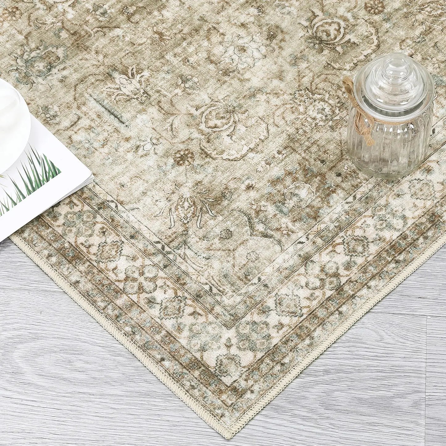 9x12 Large Vintage Washable Rug Oriental Floral Print