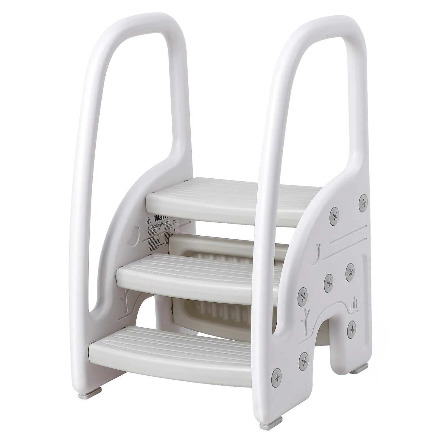 Toddler Step Stool, Kids Step Stool with Handles Sides, Plastic 3 Step Stool