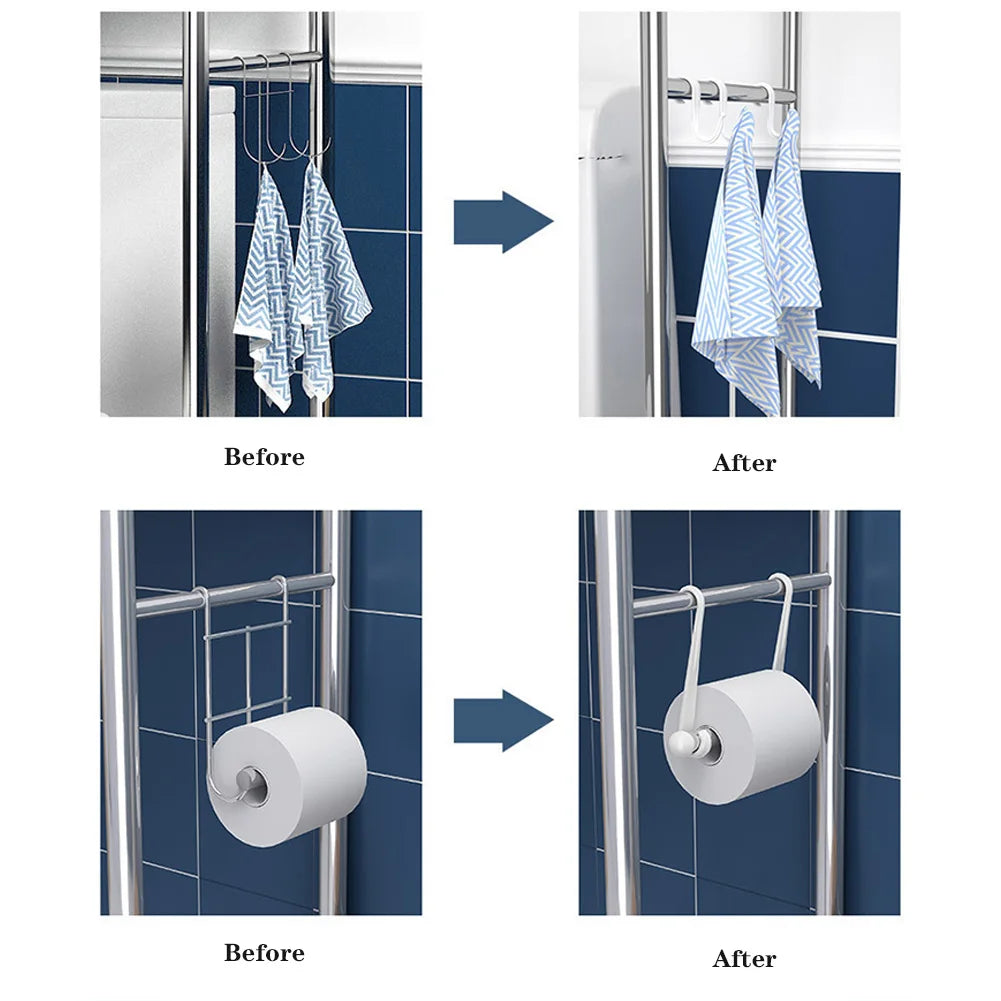 Over The Toilet Storage, Metal Over Toilet Organizer Rack With Removable Towel Hooks