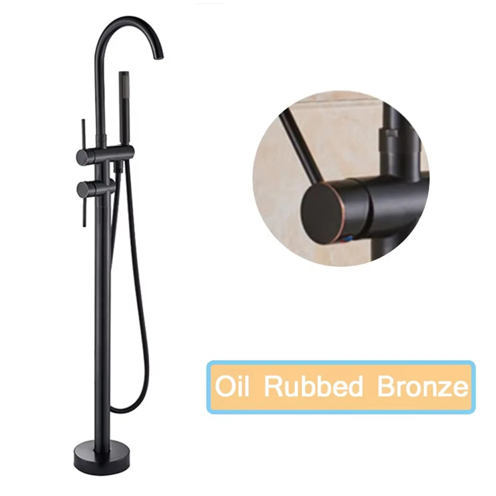 Gold Bathroom Bathtub Faucet With Hand Shower