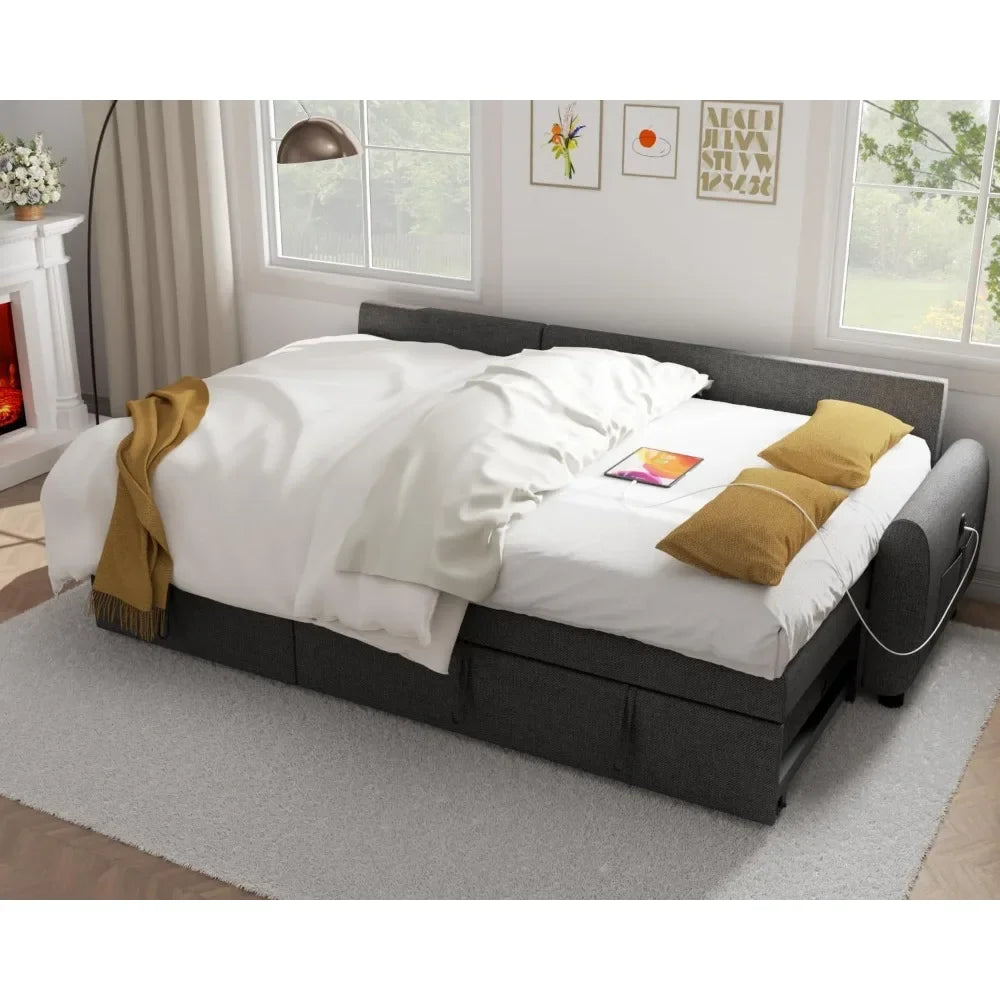 Sectional Sofa Couch, Sleeper Sofa Bed with Reversible Storage