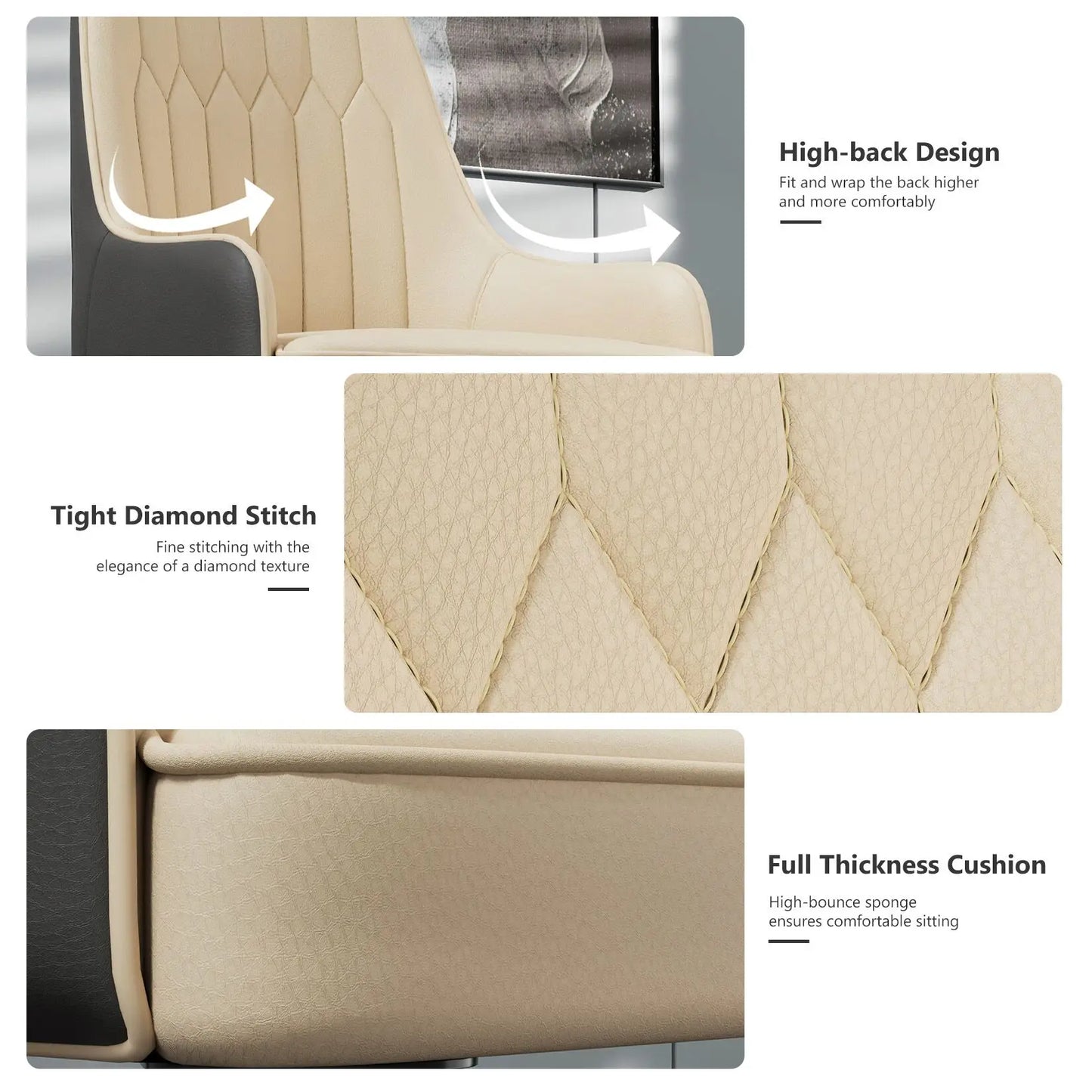 Set of 2, Faux Leather Dining Chairs