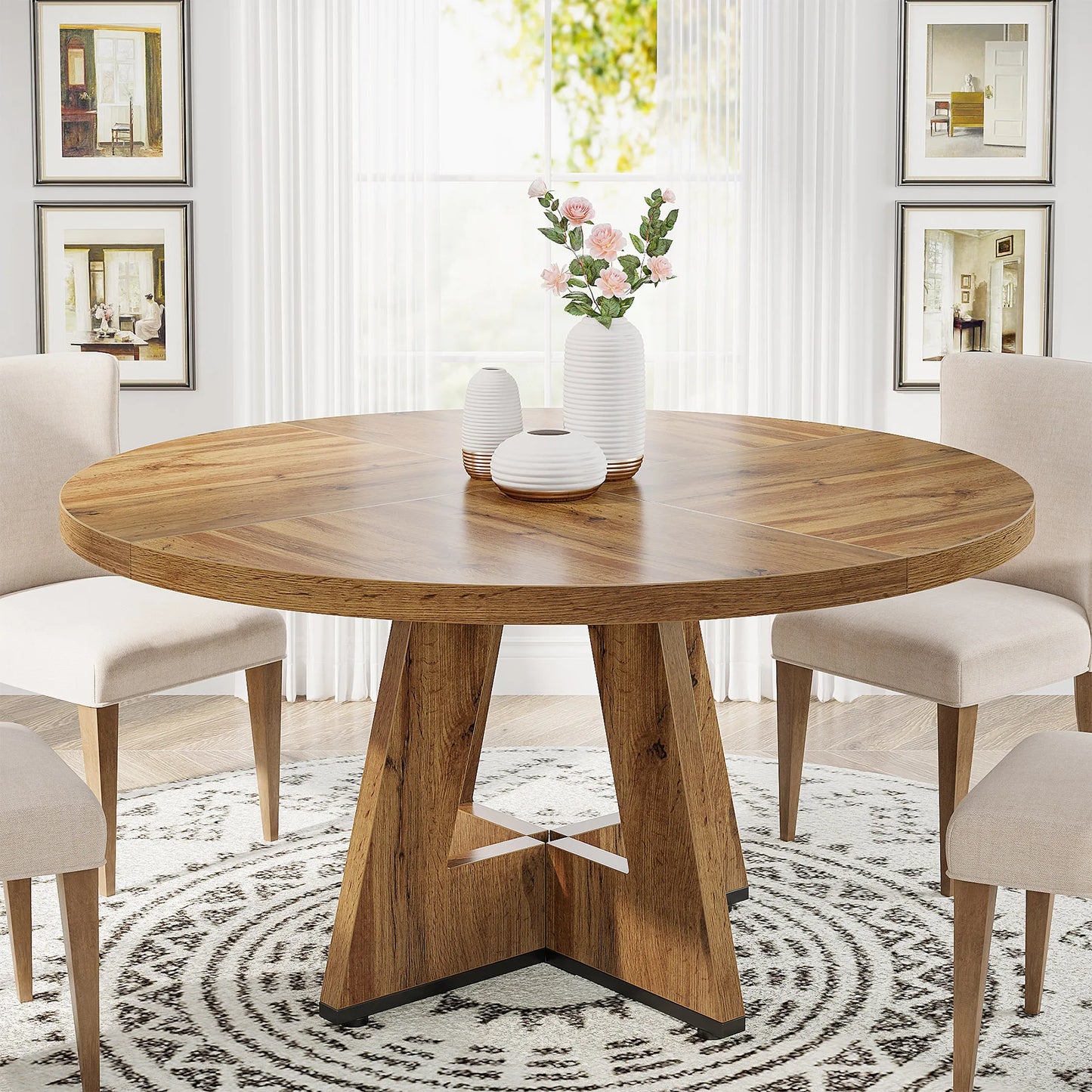 Tribesigns Round Dining Table for 4,