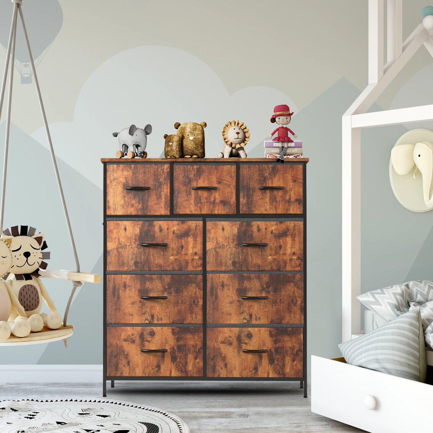 JHK Dresser For Bedroom With 9 Fabric Storage Drawer Wardrobe