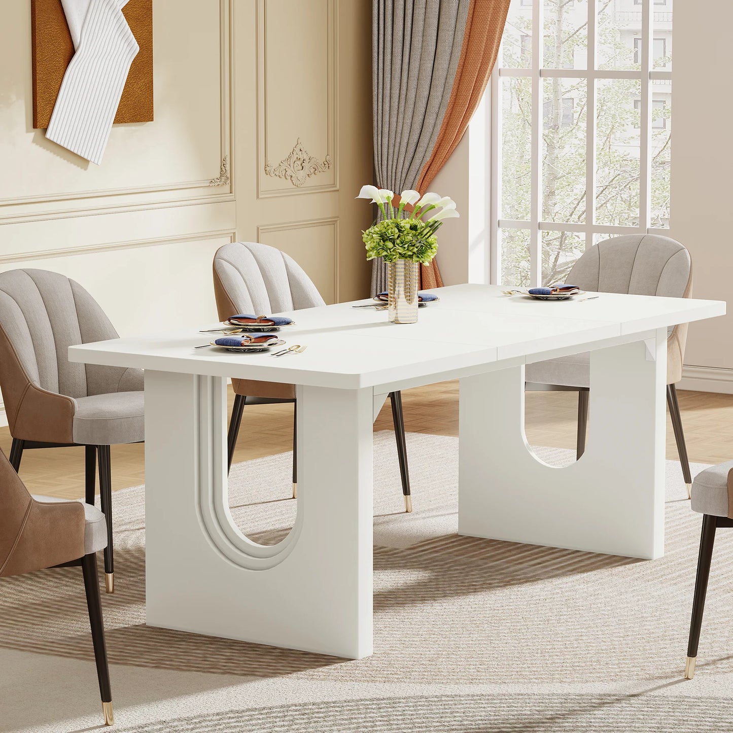 Modern Dining Table for 6 to 8 People, 71"