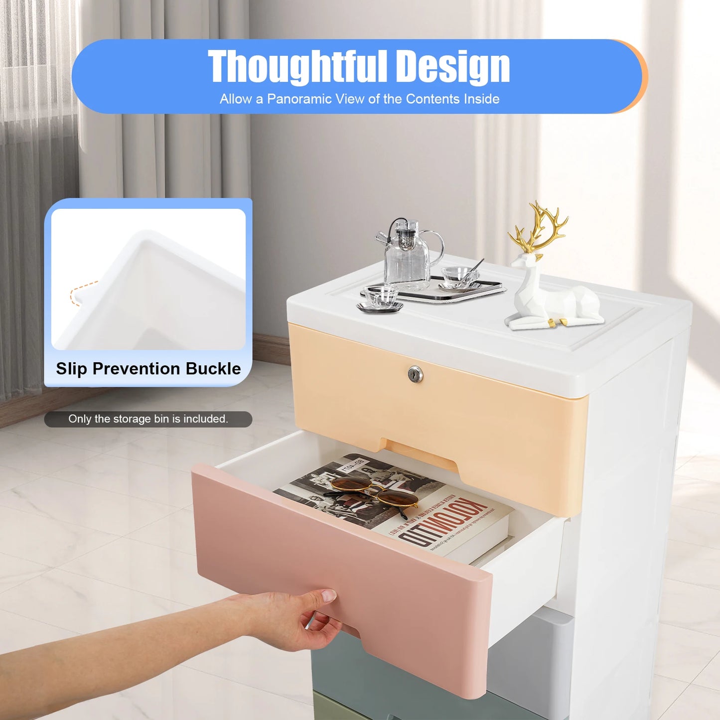 5 Layers Children's Bedside Table PP Storage Bin Stackable Vertical