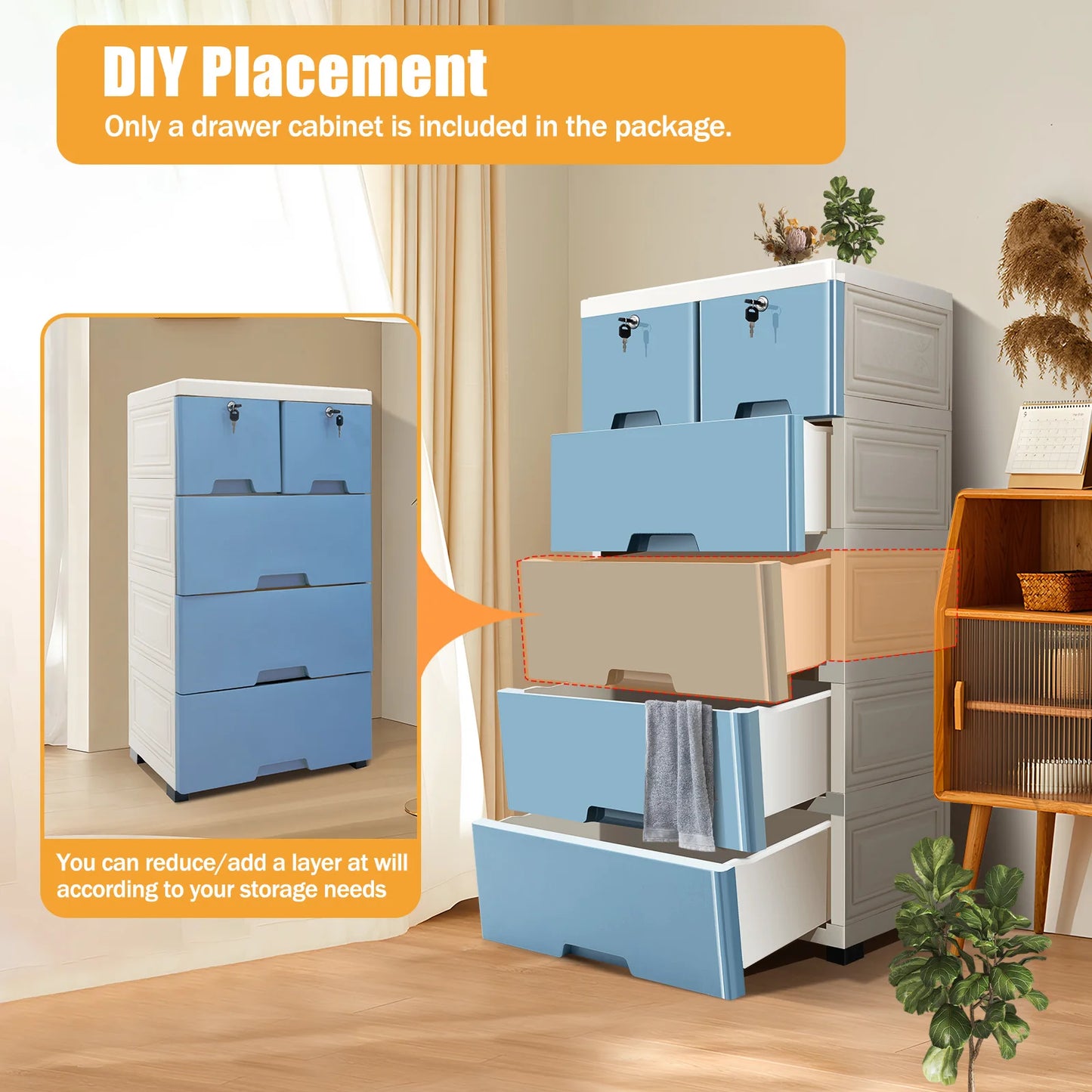Plastic Clothing Storage with 6 Drawers