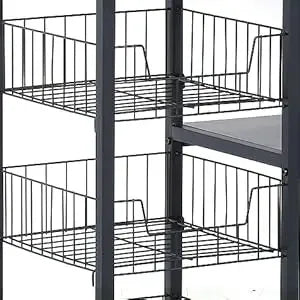 Kitchen Bakers Rack with Baskets, 5-Tier Kitchen Utility Storage Shelf