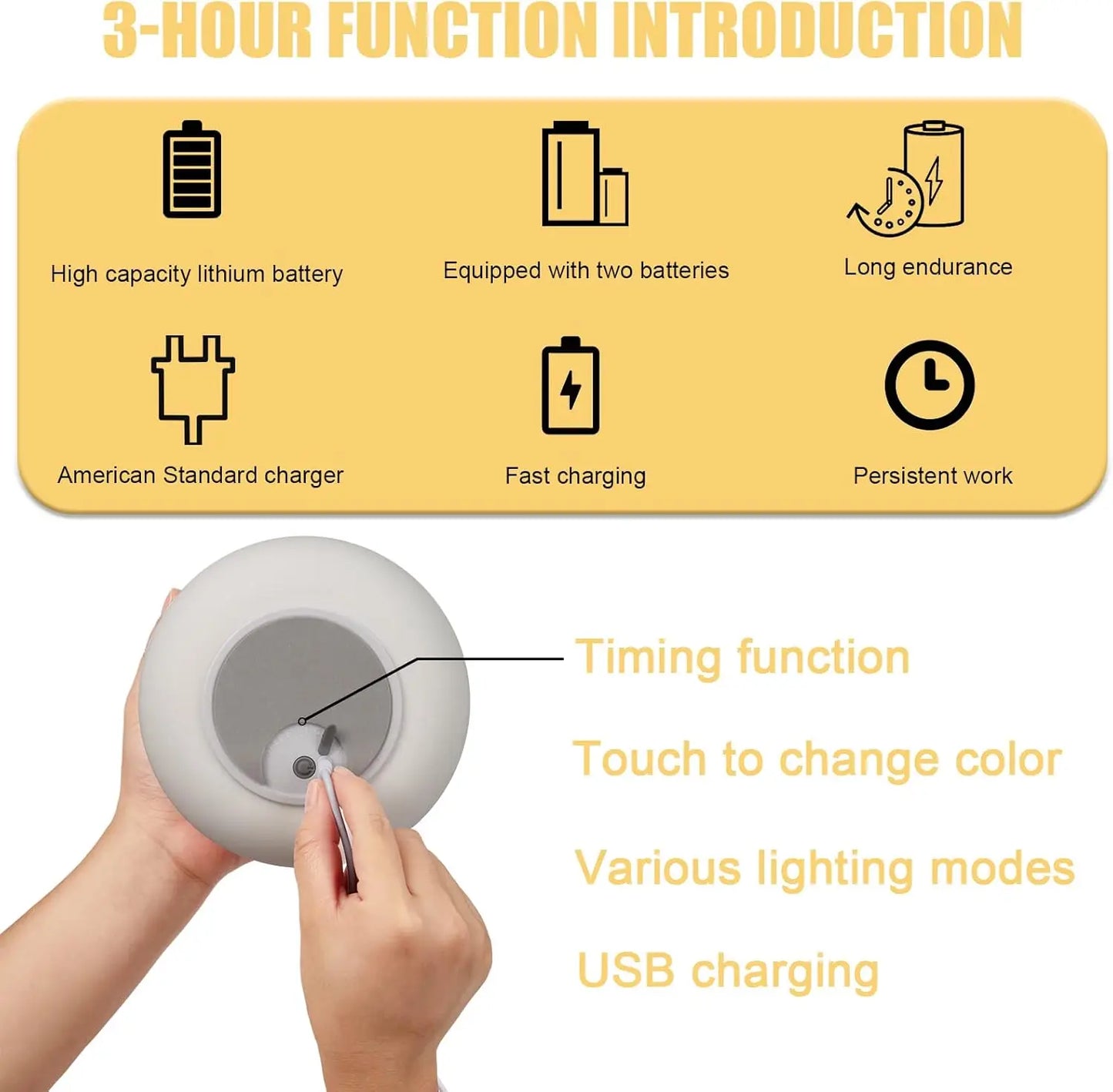 Spaceship Night Light LED, USB Rechargeable, 7-Color Changing