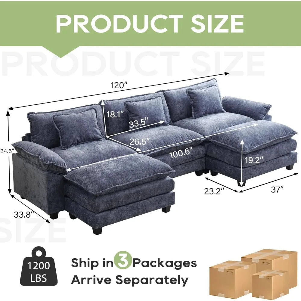 Modular Sectional Sofa, Comfy Cloud Couch Sectional Sofa