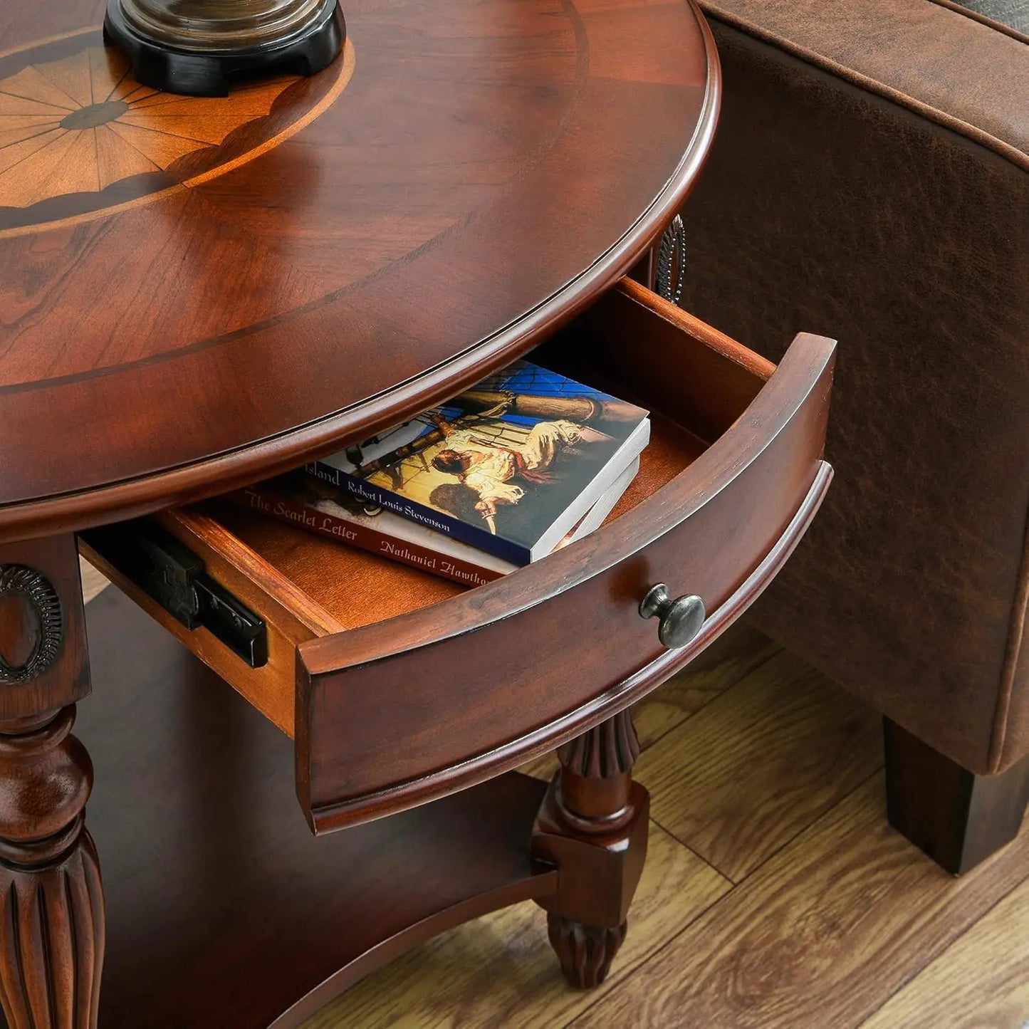 Solid wood nightstand with drawers, storage rack