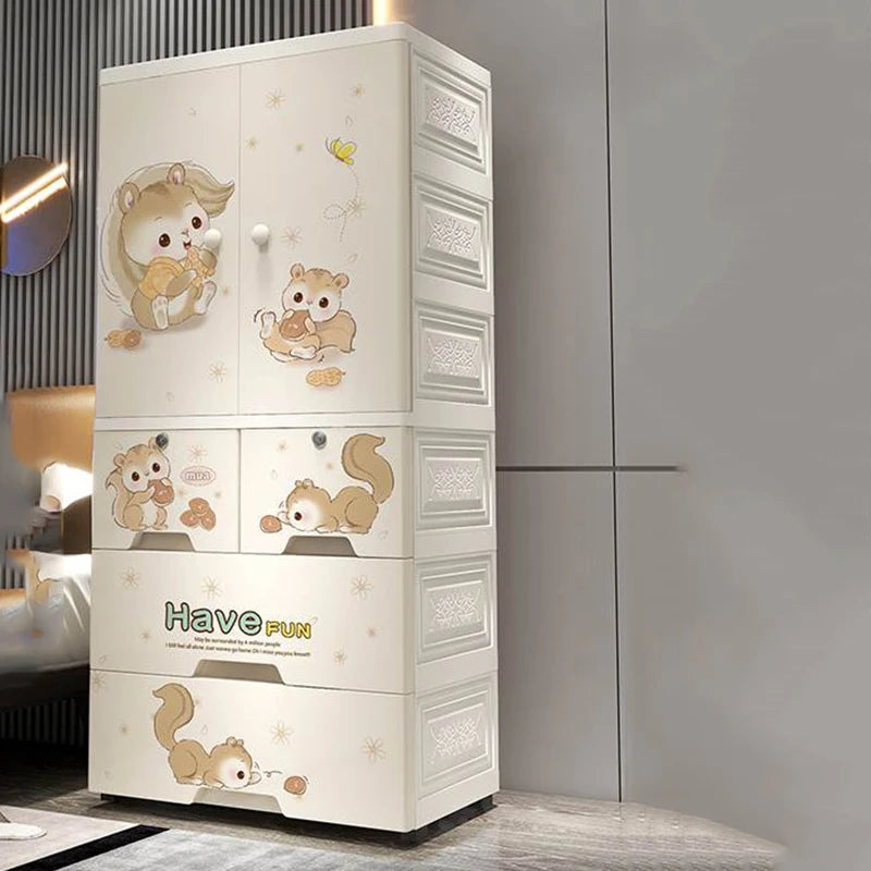 Plastic Baby Storage Cabinet, Simple Cartoon Children's Wardrobe For Girls Bedroom