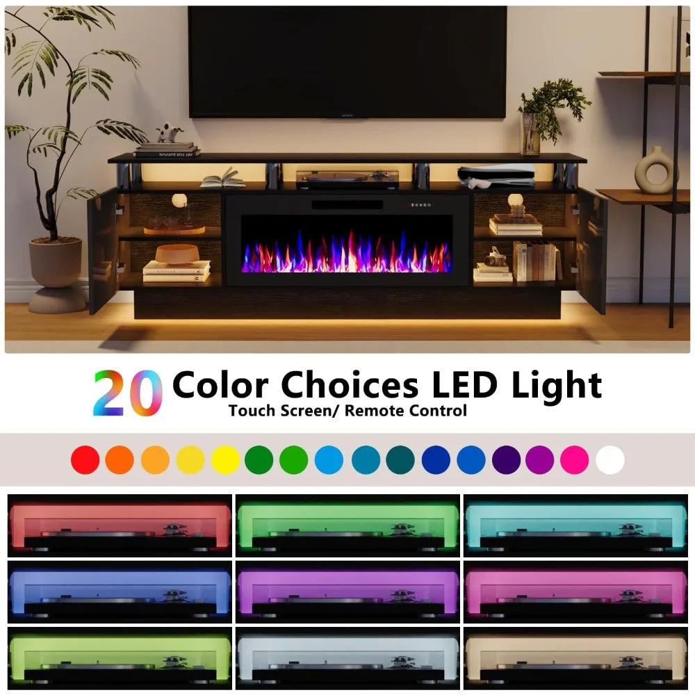 Fireplace TV Stand with 36" Fireplace, 70 Inch Black Fire Place TV Stand