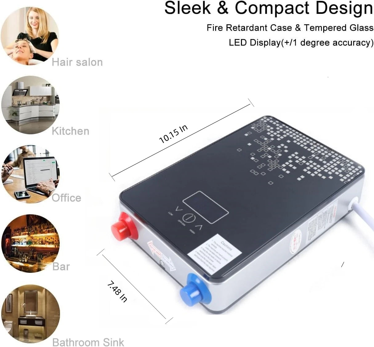 220V Instant Hot Water Heater Tankless Electric Shower Boiler with Show Head Kit