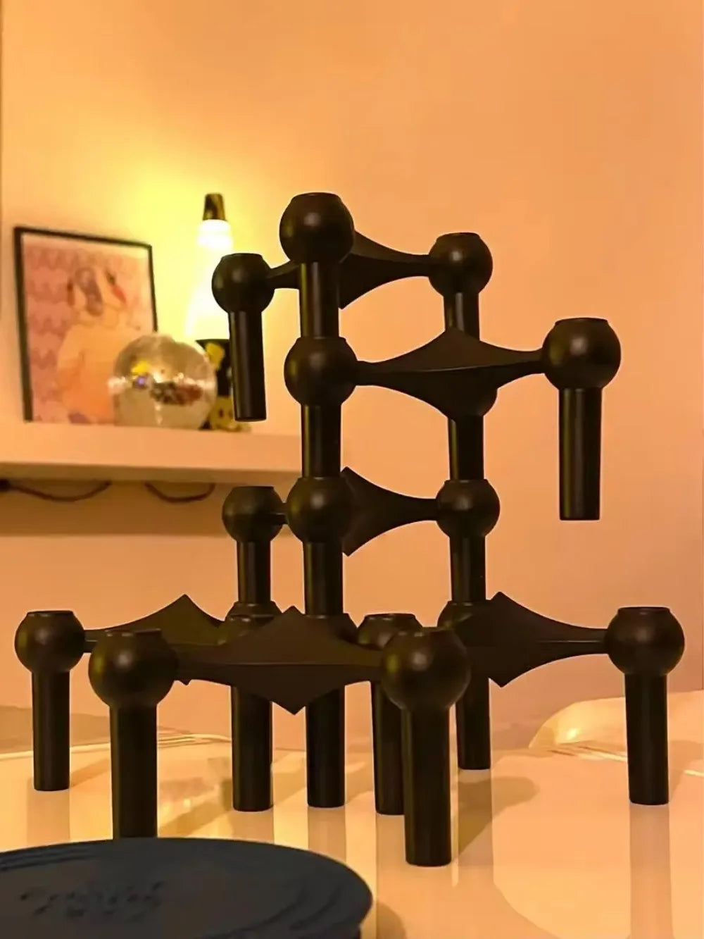 Metal Molecular Structure Candle Holder Candlestick Centerpiece