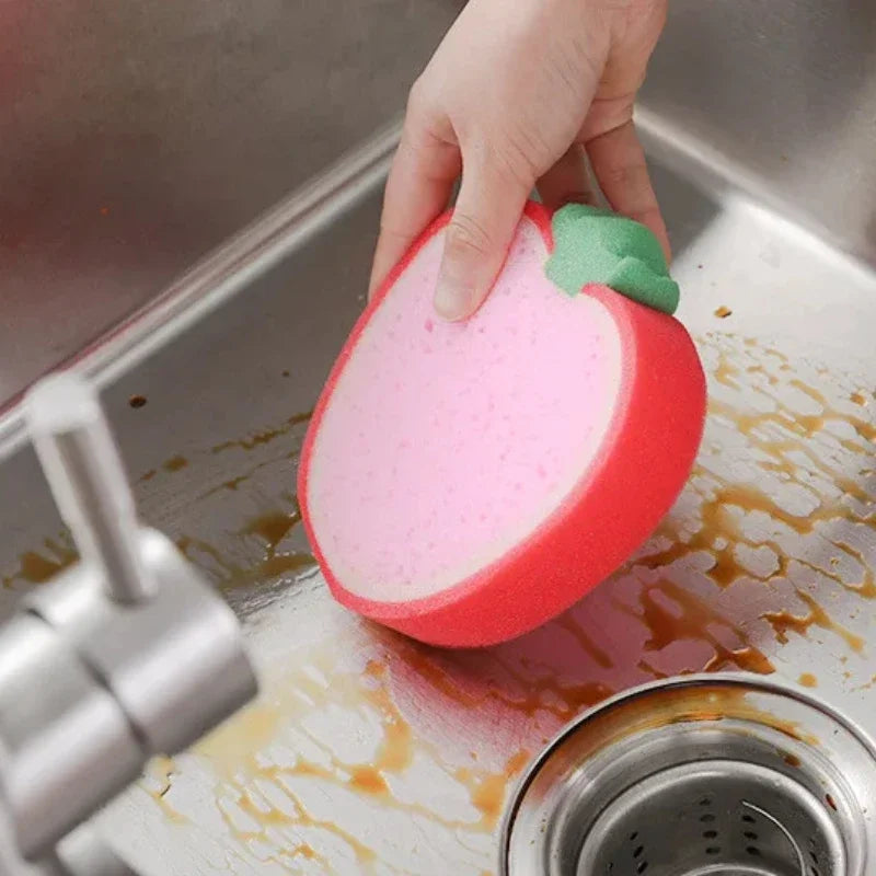 Fruit Shape Cleaning Sponge Cartoon, Powerful Cleaning Dishwashing Towel