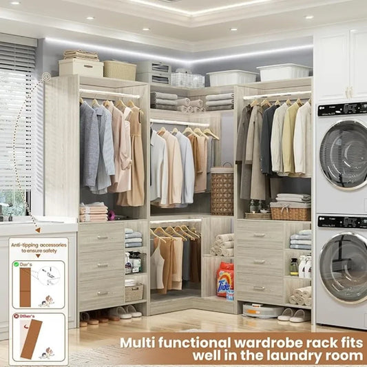 Closet System, 4 Hanging Rods & Corner Tower, Corner Closet System