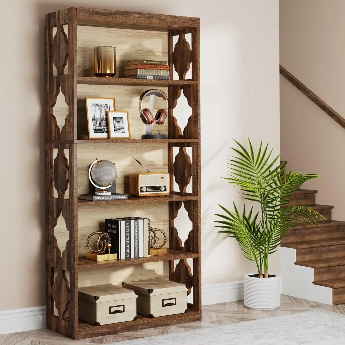 6-Tier Bookcase, 70-Inch Tall Bookshelf with Storage Shelving
