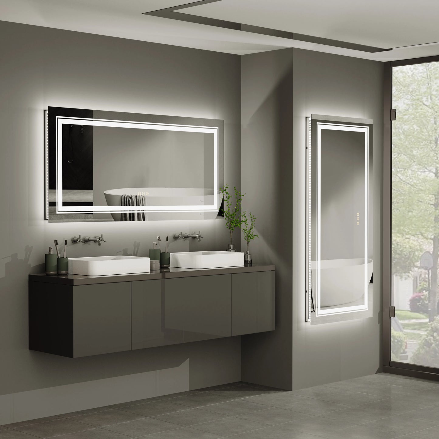 48"X24" LED Bathroom Mirror with Lights, Anti-Fog, Dimmable