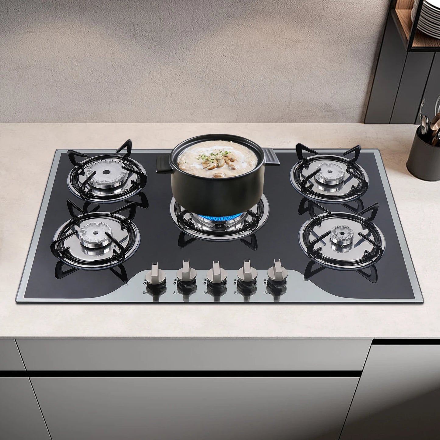 30" Kitchen Gas Cooktop Stainless Steel 5-Burners