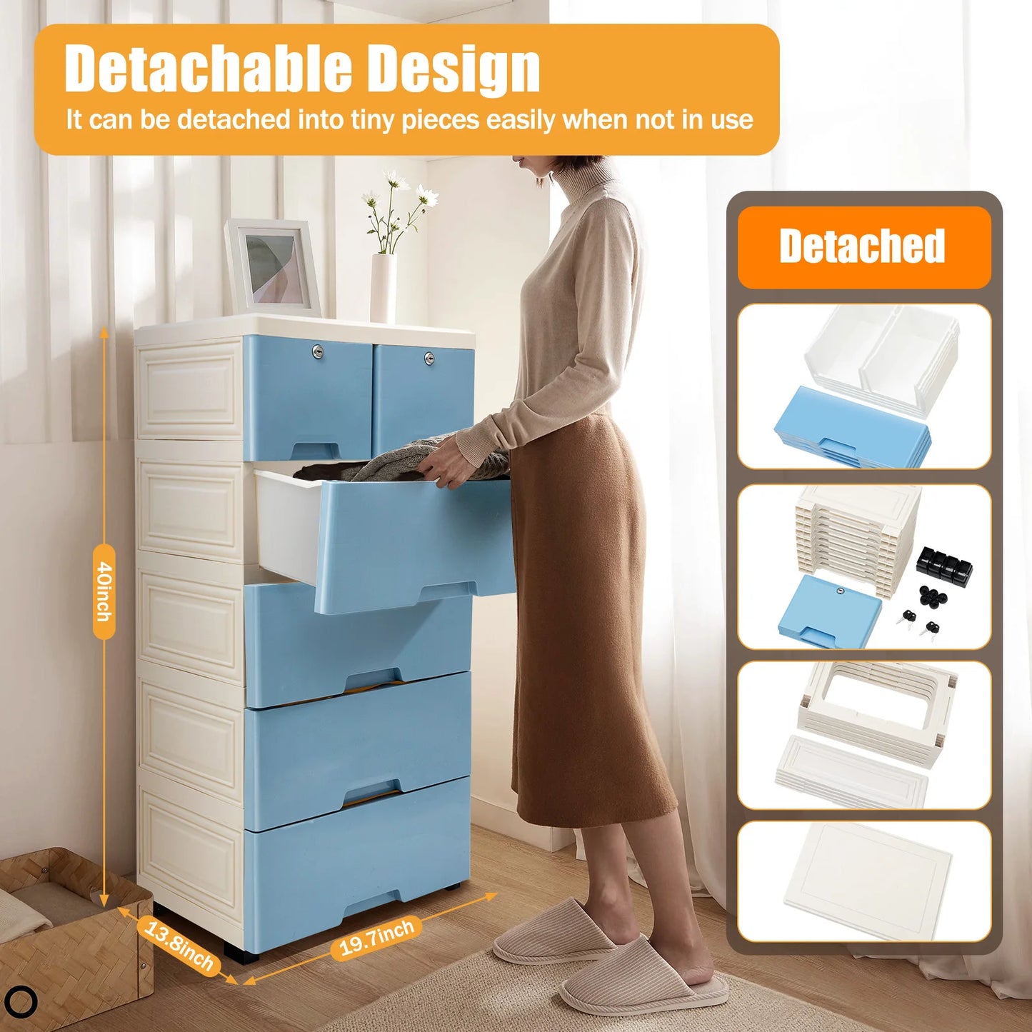 Plastic Clothing Storage with 6 Drawers
