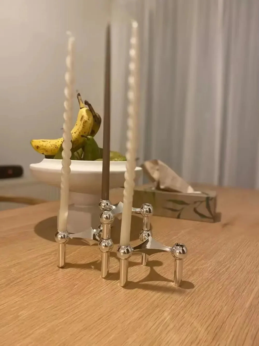 Metal Molecular Structure Candle Holder Candlestick Centerpiece