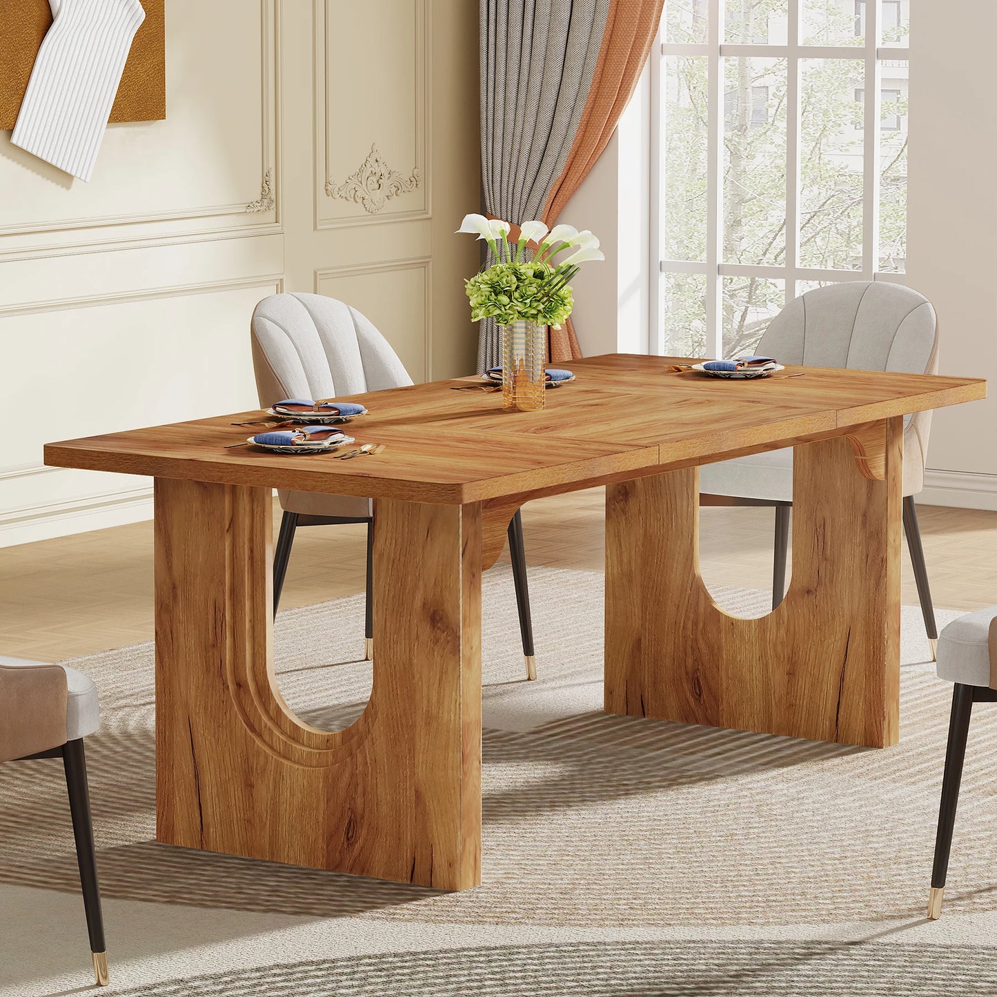 Modern Dining Table for 6 to 8 People, 71"