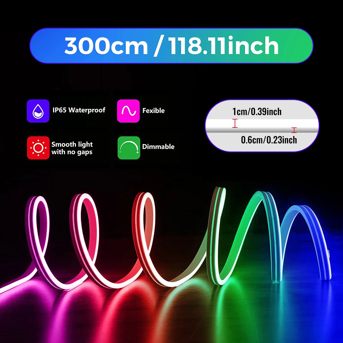 Neon WIFI Led Strip Lights Outdoor Waterproof with Music Sync