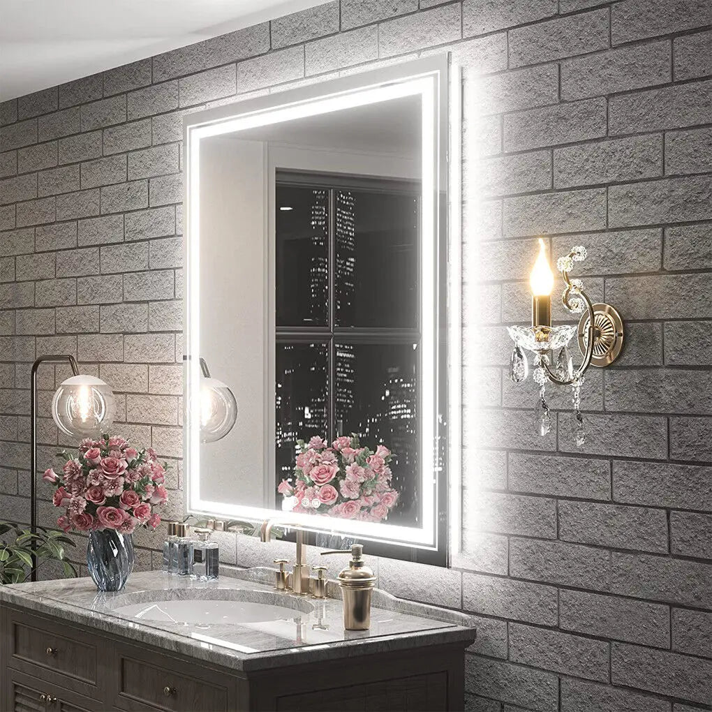Smart Dimmable LED Bathroom Mirror, Anti-Fog Vanity Make-up Mirror