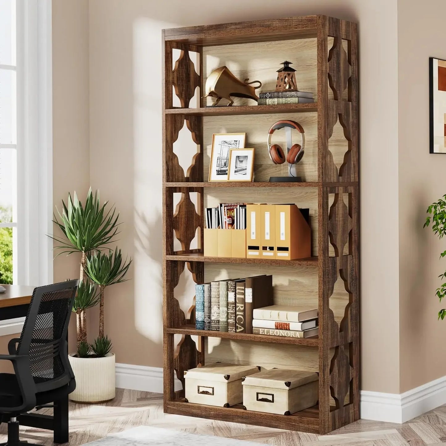 6-Tier Bookcase, 70-Inch Tall Bookshelf with Storage Shelving