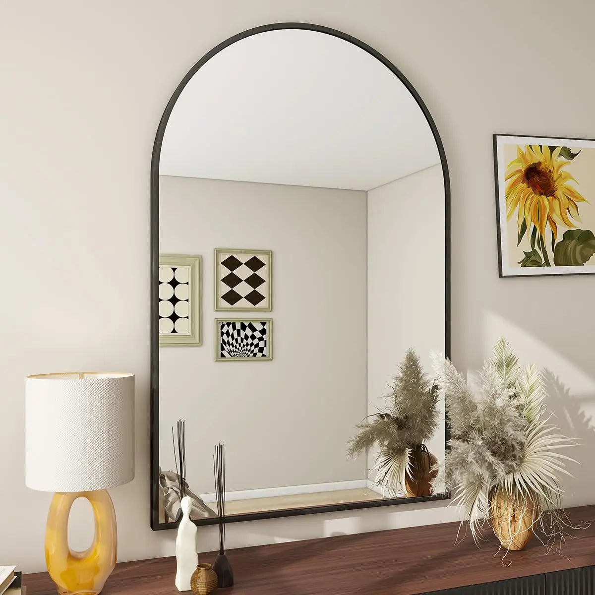 Wall Mounted Mirror, 26 inch x38 inch Arch Bathroom Mirror