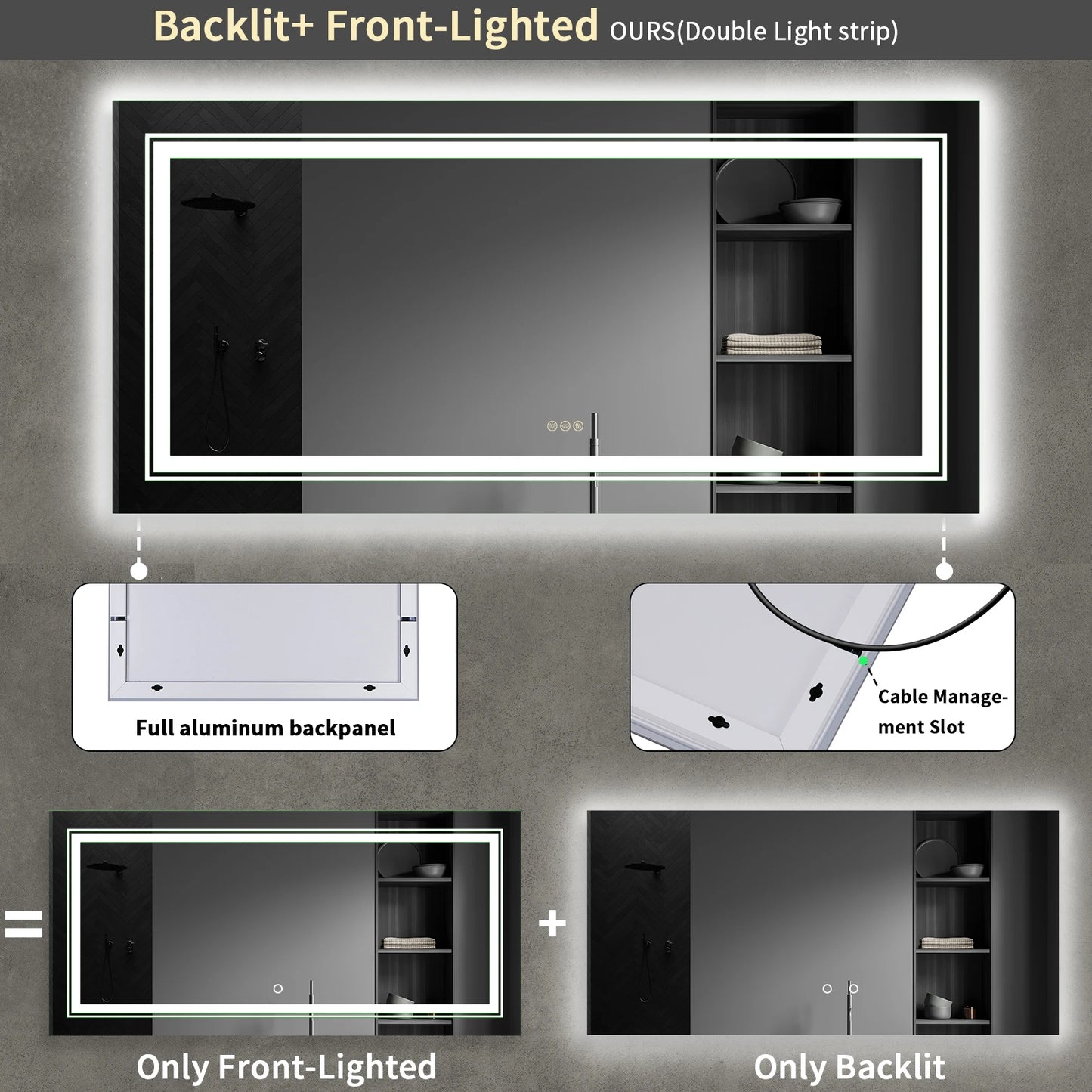 Anti-fog, Jumbo-Large Illuminated LED Bathroom/Vanity Mirror