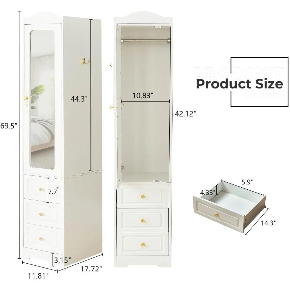 69.5" H Wooden Armoire Wardrobe Closet