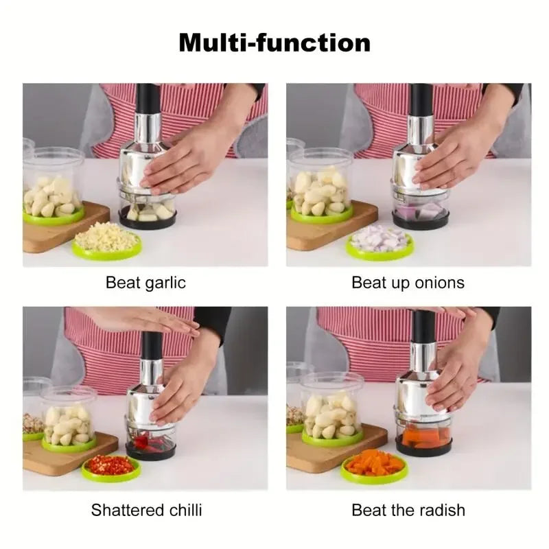 Manual Onion Chopper Stainless Steel Garlic Presser Food Crusher