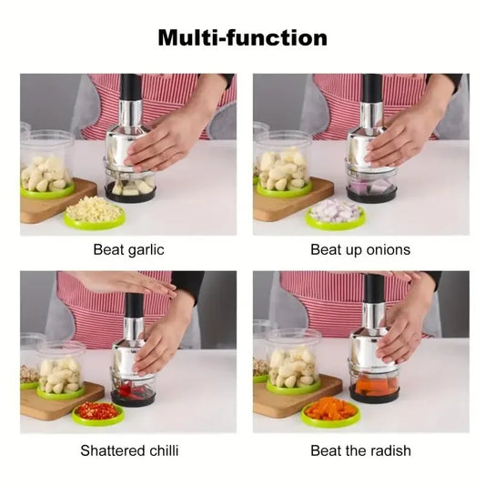 Manual Onion Chopper Stainless Steel Garlic Presser Food Crusher